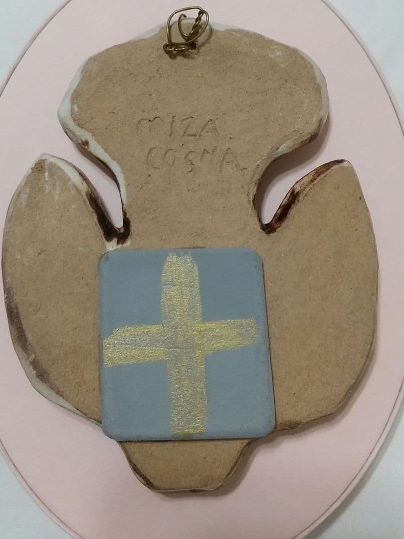 ♡ミシャコシャ壁掛けミラーピンク髪の可愛い女の子作家陶器作家置物