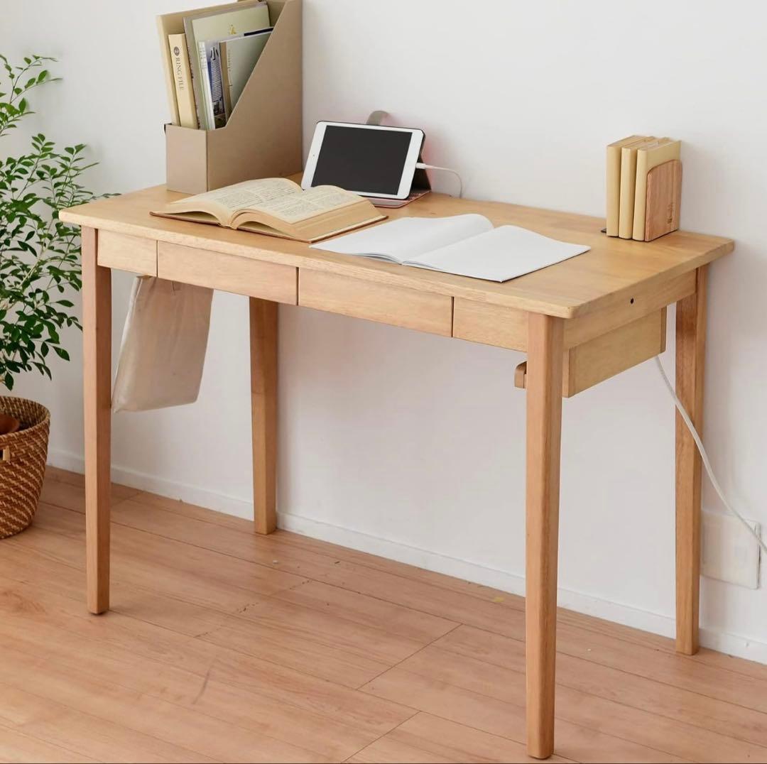 YAMAZEN 木製 デスク 学習机 山善（YAMAZEN） ネジなし 組み立て簡単 机 デスク 学習机 幅84.5 奥行