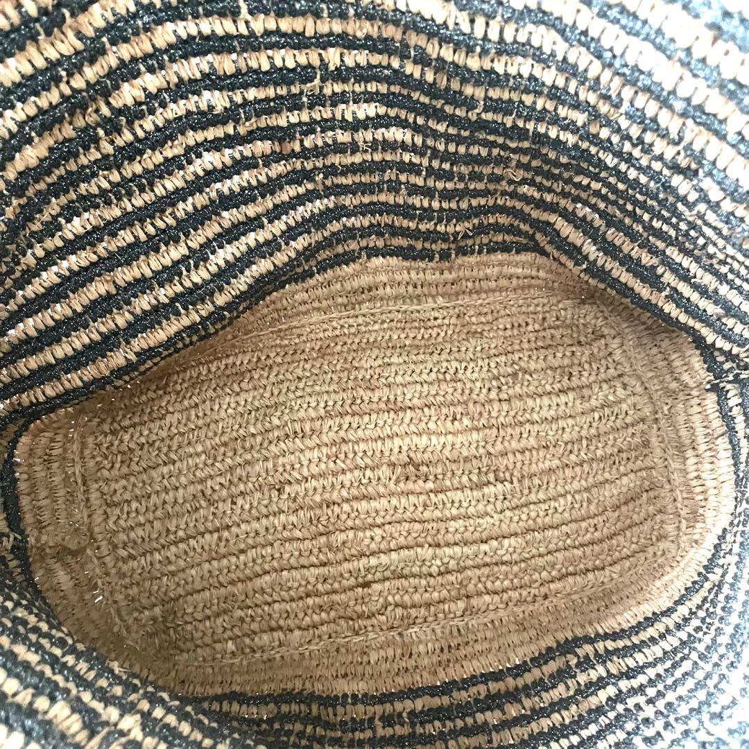 美品】ヴァネッサブリューノ☆かごバッグ ラフィア 大容量 ボーダー