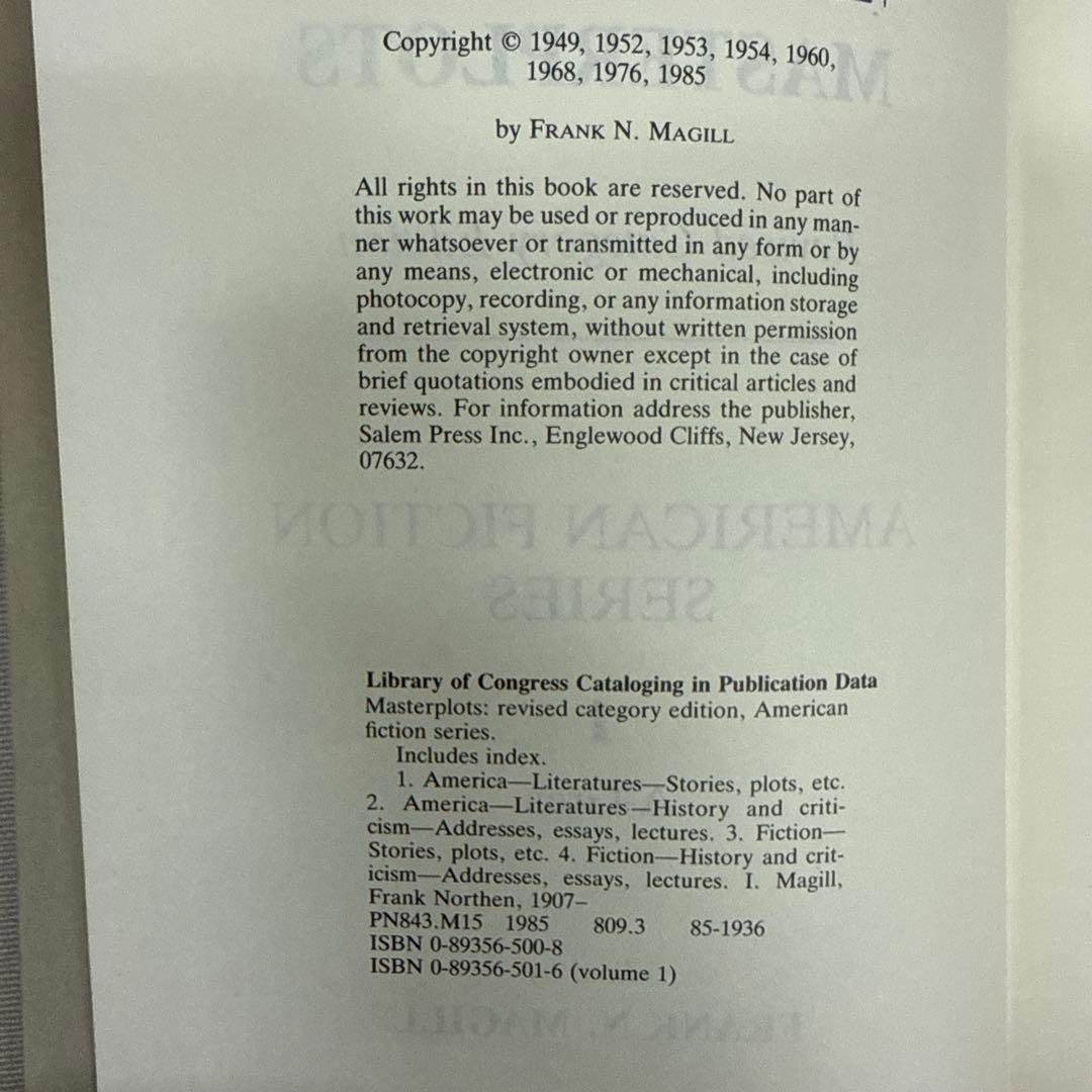 Masterplots Revised Category Edition 3巻