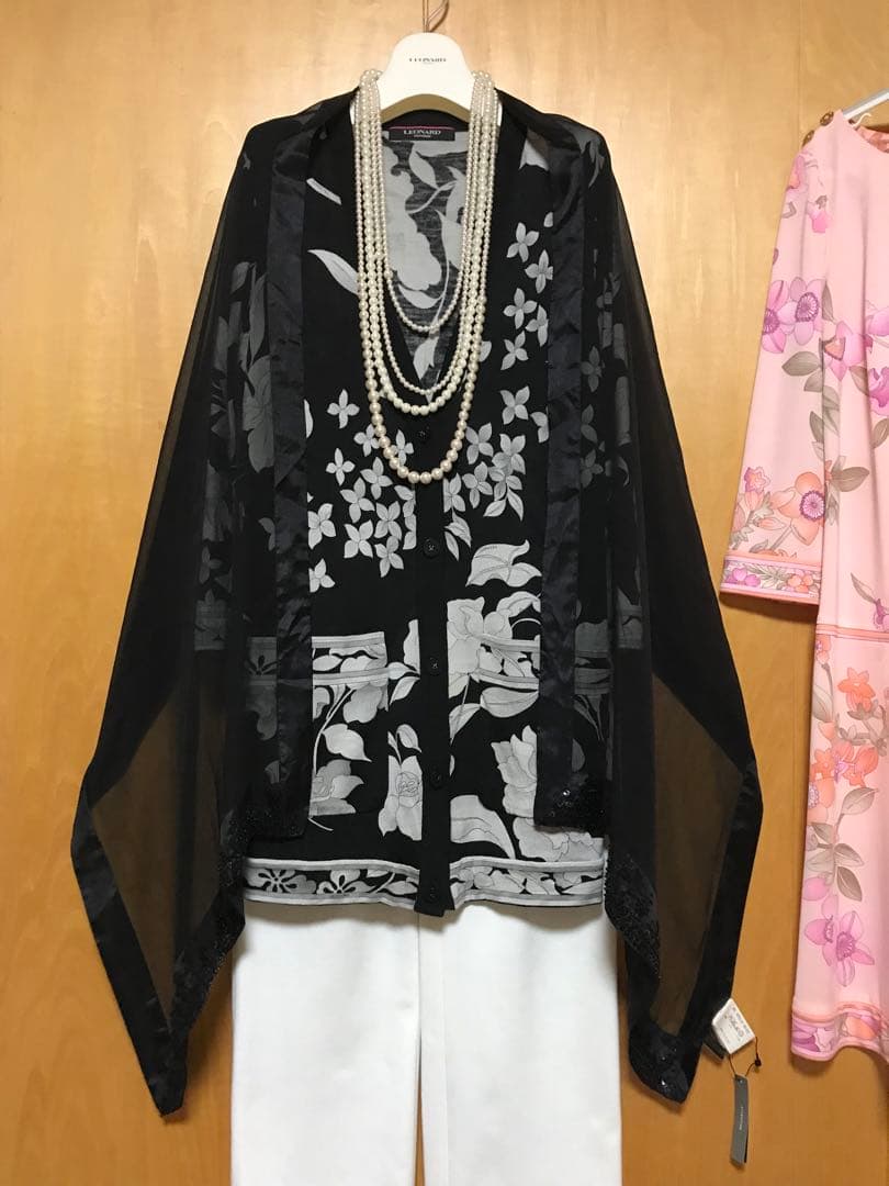 レオナール Celeb Madame ワンピース＆ロングカーディガン2点セット