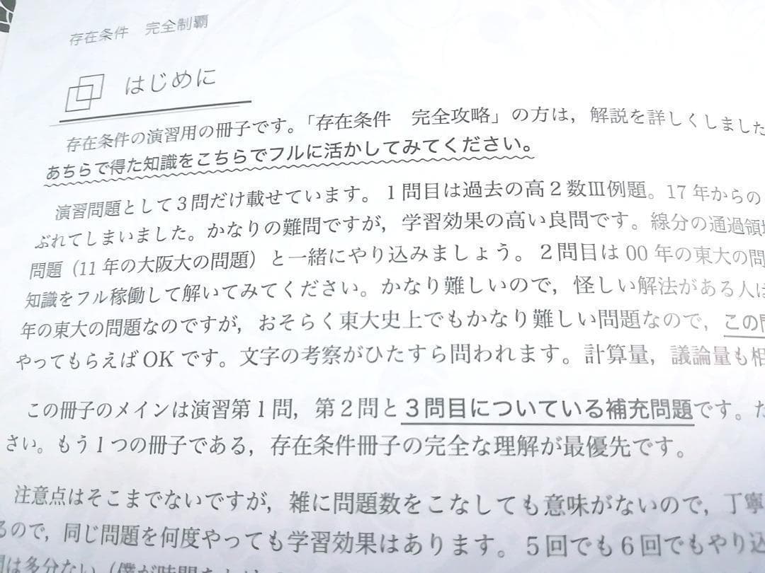 鉄緑会 森嶋先生による存在条件の完全攻略 完全制覇 数学 駿台 河合塾
