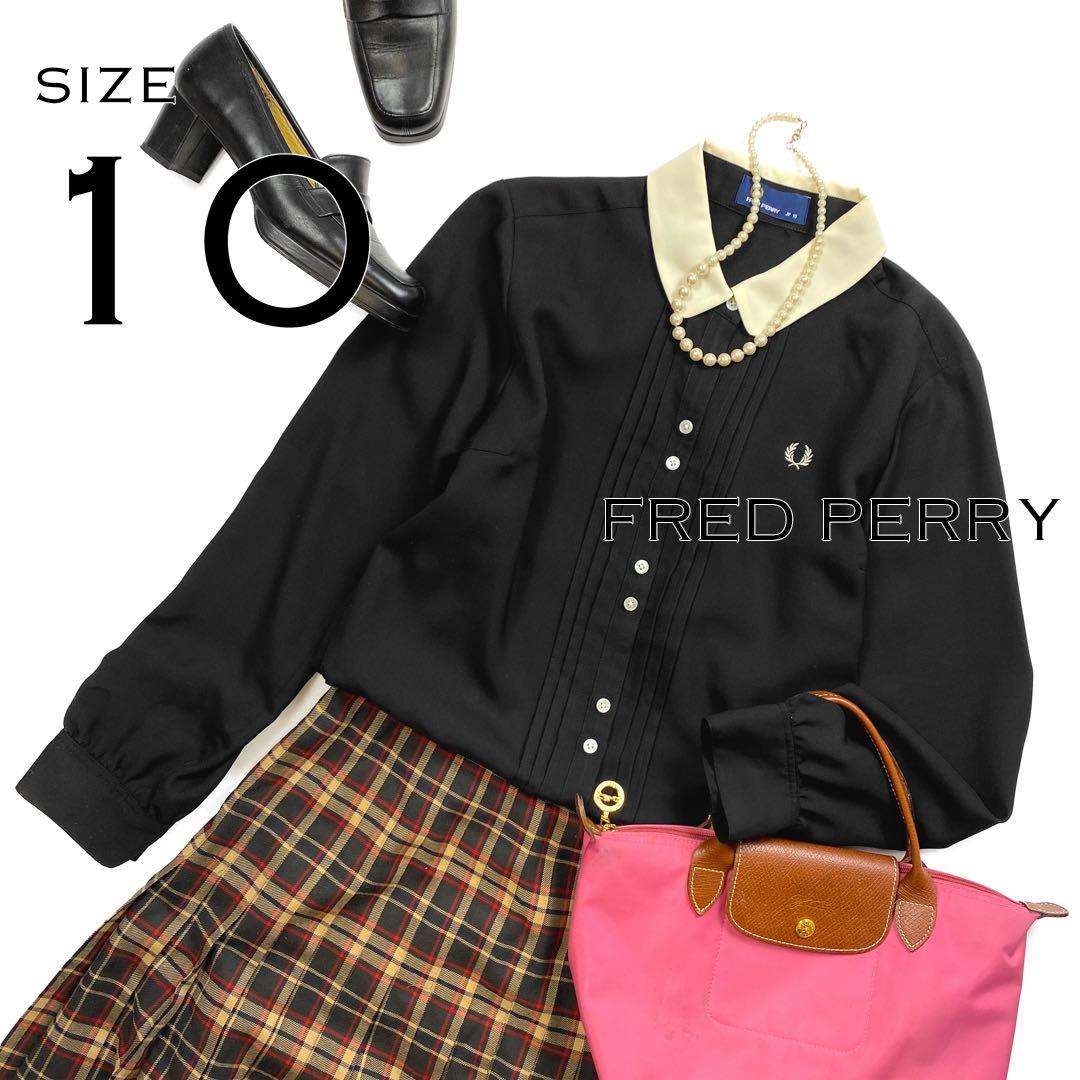 【極美品】FRED PERRYフレッドペリー ピンタッククレリックシャツM黒 極美品】FRED PERRYフレッドペリー ピンタッククレリックシャツM黒