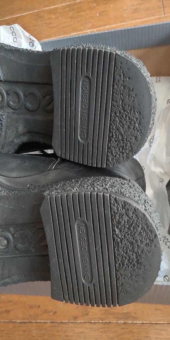 ecco エコー 黒レースアップブーツ サイドファスナー付き 23.5cm