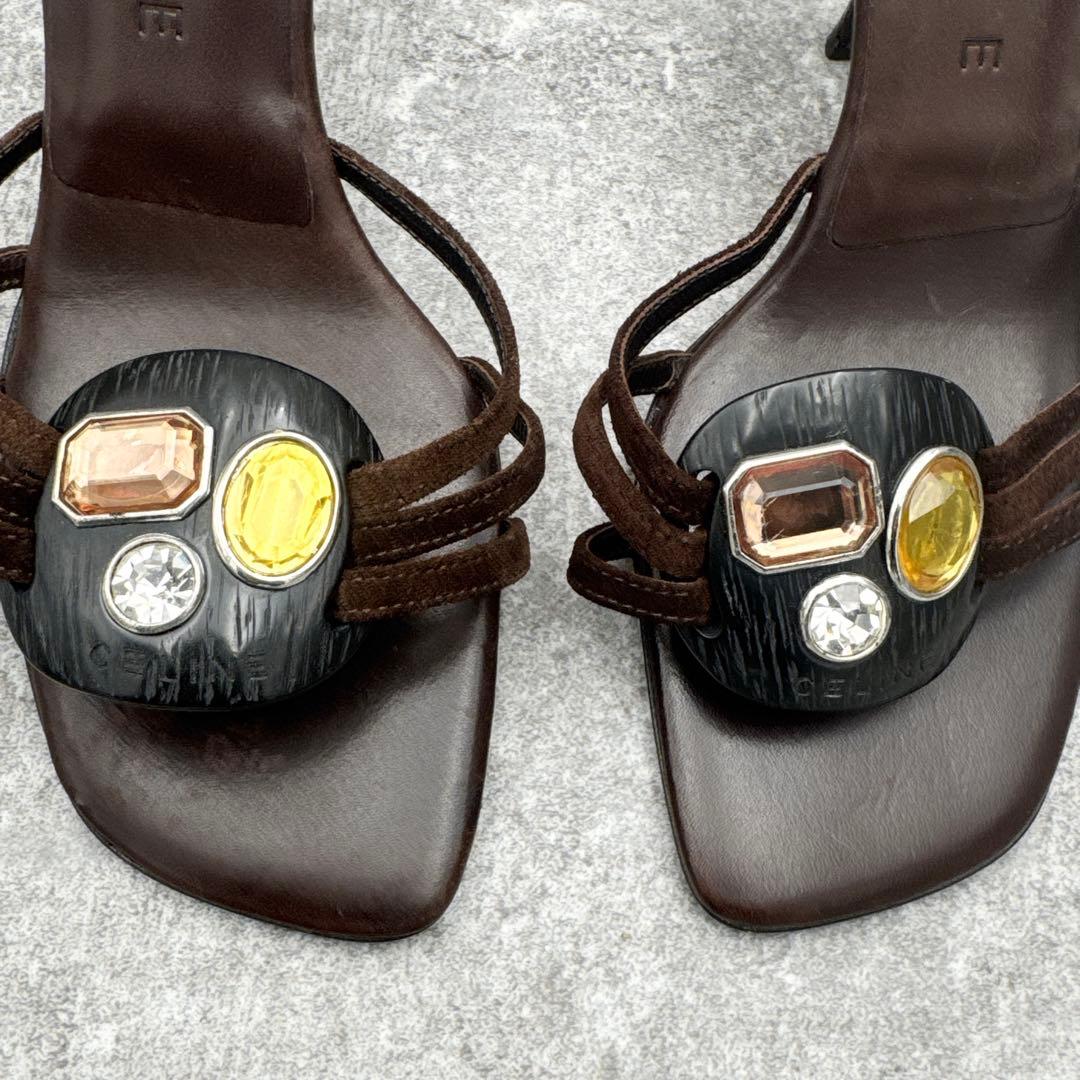 美品　セリーヌ ジュエル ミュール　ブラウン 35C　22～22.5cm