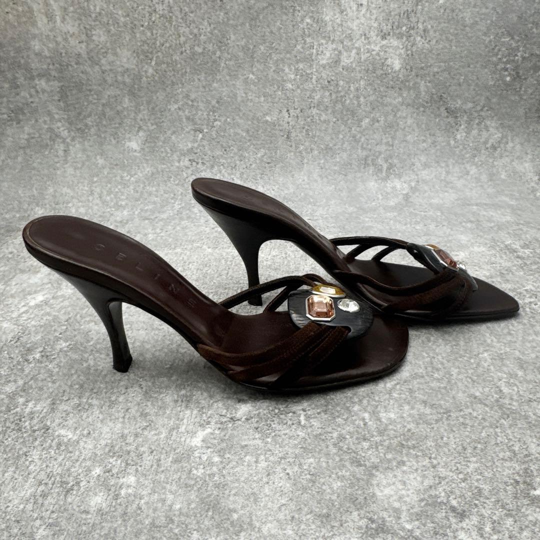 美品　セリーヌ ジュエル ミュール　ブラウン 35C　22～22.5cm