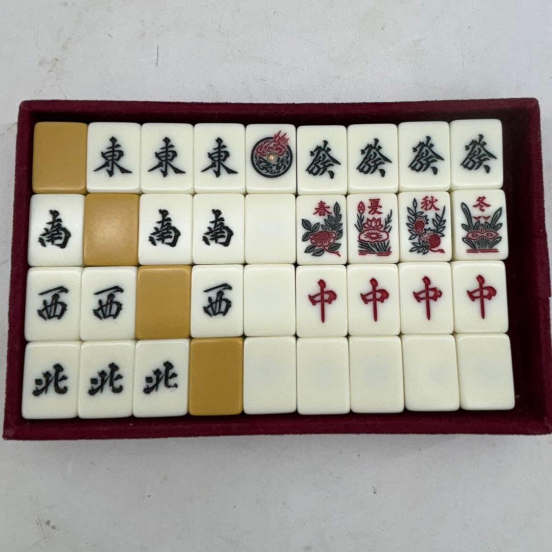 希少】麻雀 ミズノ 丸一 3色牌 直彫刻 ドラゴン ダイヤ ひまわり 保証