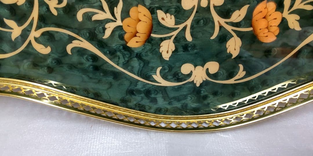 新品未使用】【大幅値下げ】アンティーク イタリア製 象嵌細工 トレー