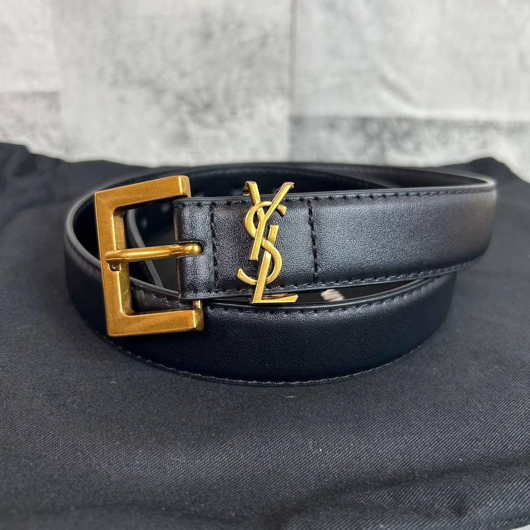 極美品 付属品完備】サンローランパリ YSL ベルト ブラック ゴールド金具