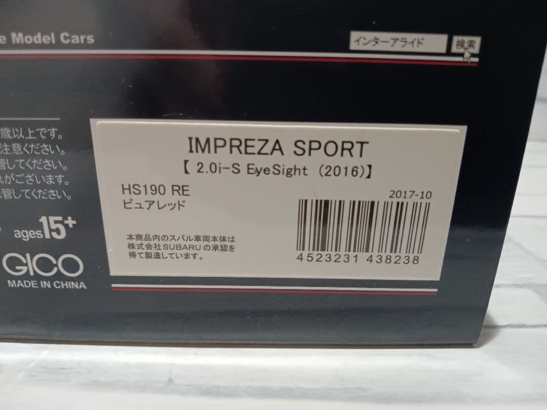 noa　1/43 スバル　インプレッサスポーツ　2.0i　ミニカー　レッド