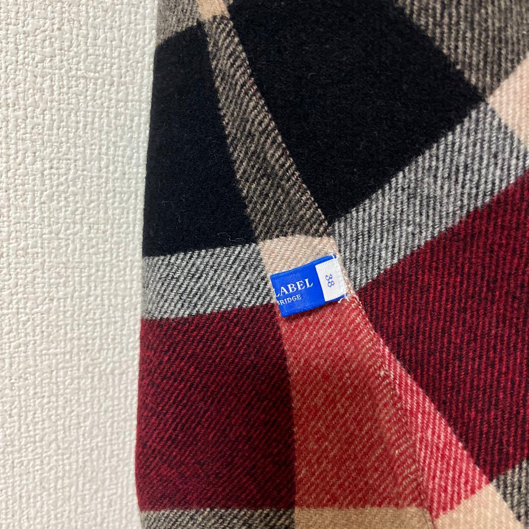 チェック柄 ポンチョ リバーシブルファー付き ブルーレーベル