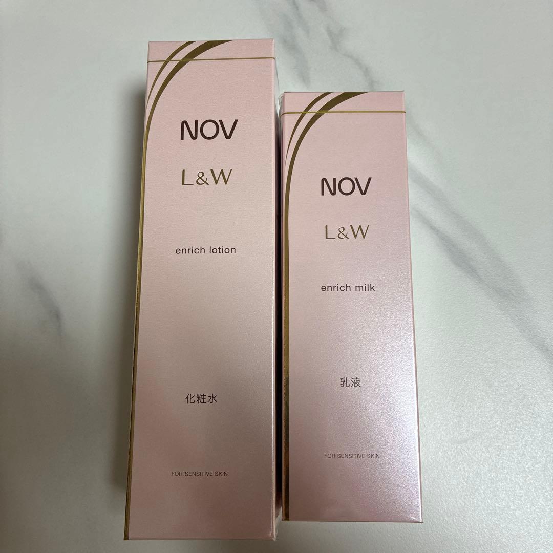 NOV L&W エンリッチローション・ミルクセット 敏感肌用高保湿エイジングケアのノブ L＆W 定期 化粧水＆乳液セット｜NOV