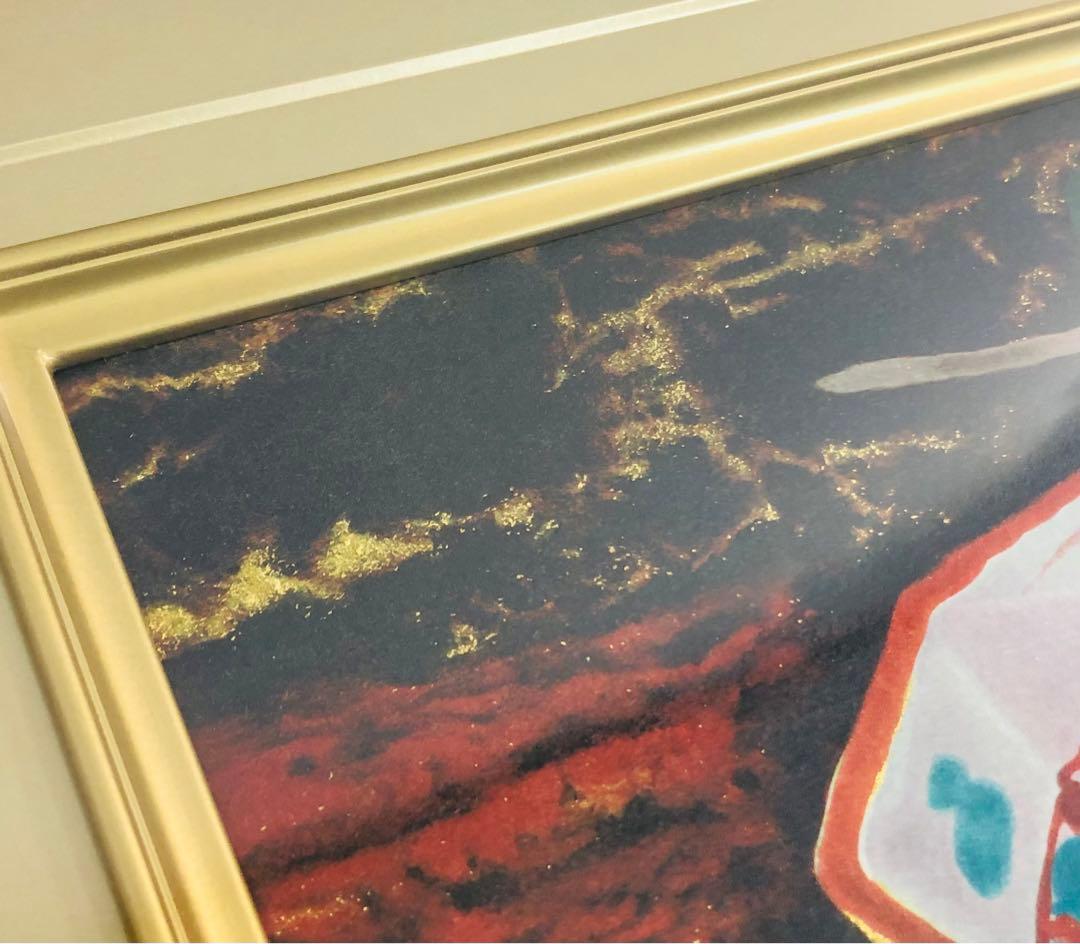 小倉遊亀 版画 花と皿 リトグラフ 東京企画 純金箔 エディションあり