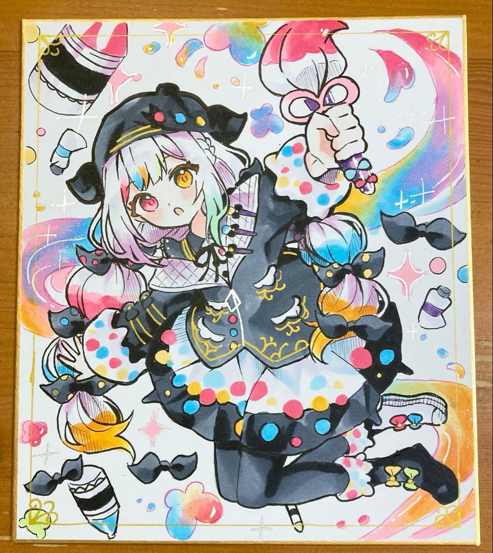 r*k様 魔法少女ノ魔女裁判　城ヶ崎ノア　手描きイラスト　まのさば　中色紙 魔法少女ノ魔女裁判 城ケ崎ノア まのさば 手描きイラスト 色紙 - メルカリ