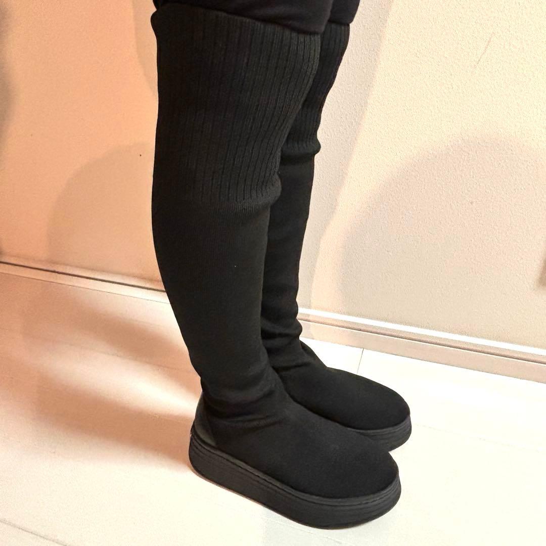 未使用品 +diana ニーハイブーツ ニット素材 撥水加工 24.5cm