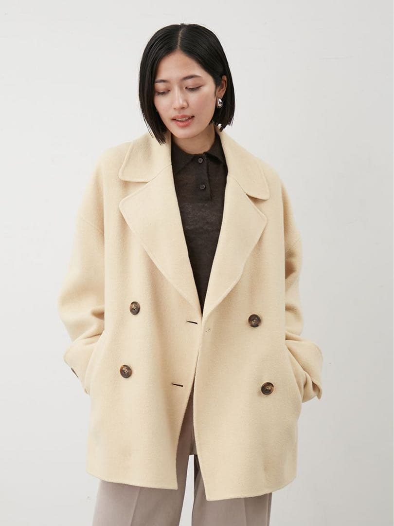 お値下げ♡ミラオーウェン　woolコクーンシルエットピーコート セール】woolコクーンシルエットピーコート（ピーコート）｜Mila Owen