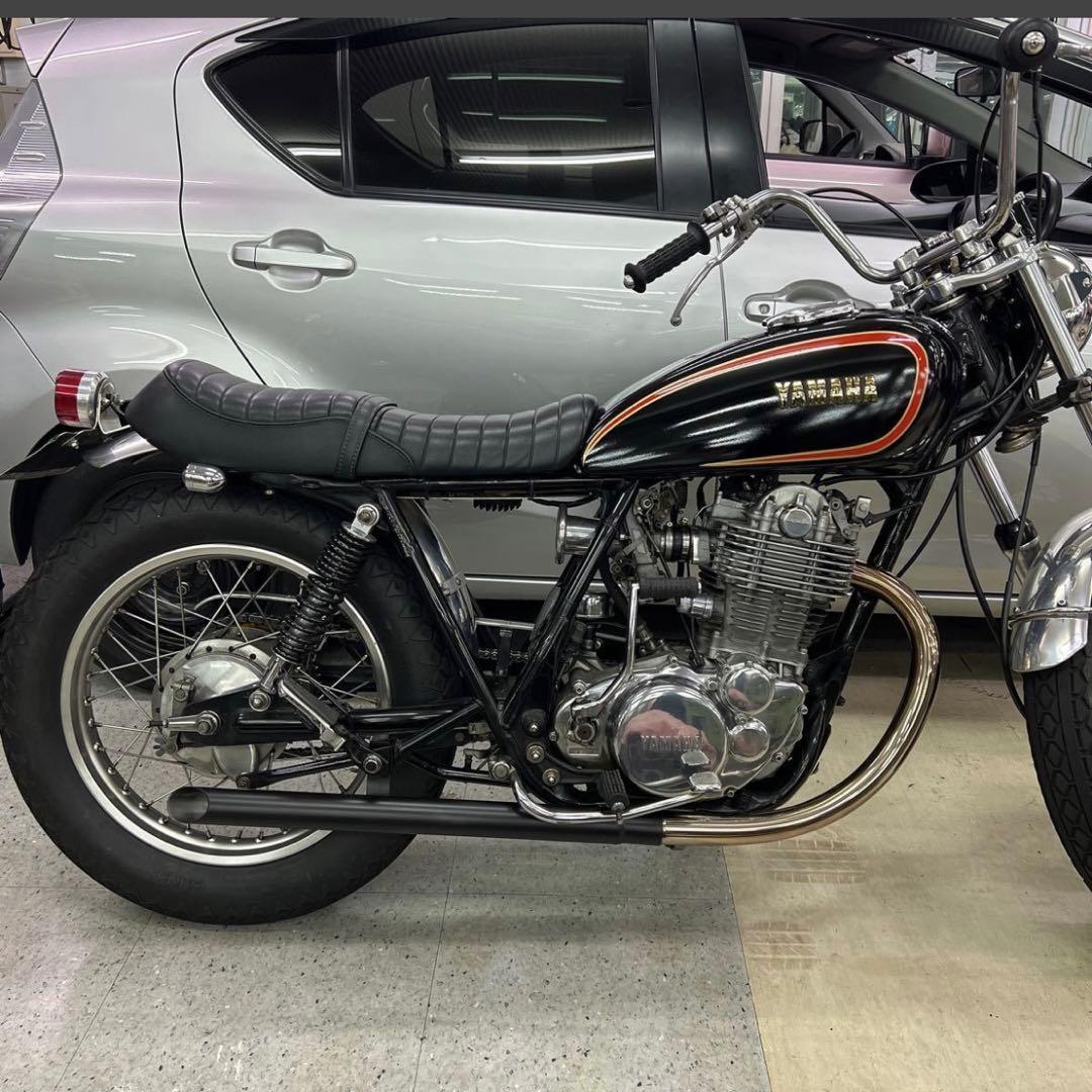 ワンオフ SR400 ショート菅 ドラッグパイプスラッシュカットマフラー