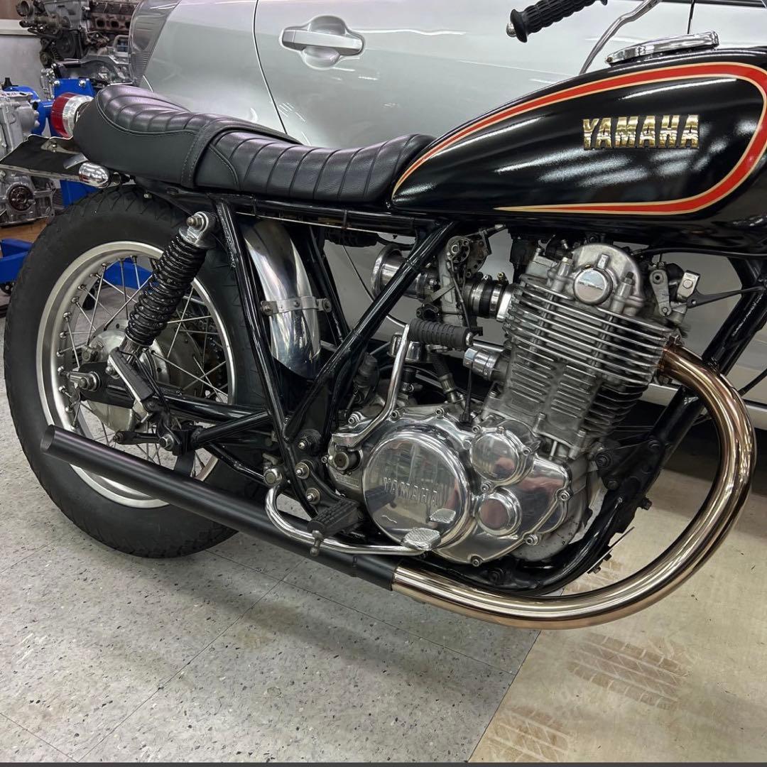 ワンオフ SR400 ショート菅 ドラッグパイプスラッシュカットマフラー
