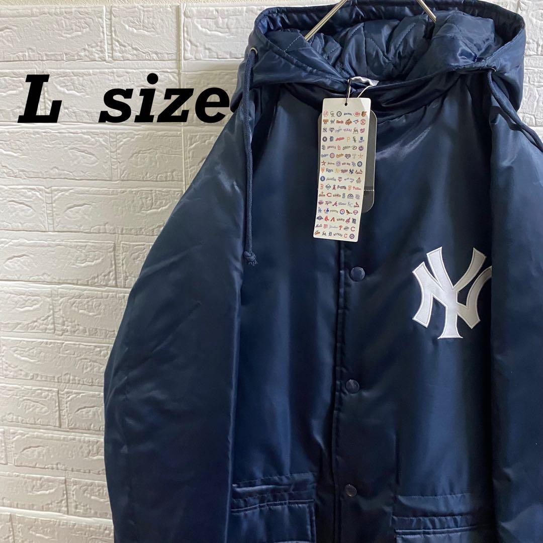 【未使用タグ付】MLB ヤンキース　総刺繍ロゴベンチコート 美品】MLB ニューヨークヤンキース ダウンコート ベンチコート メンズ