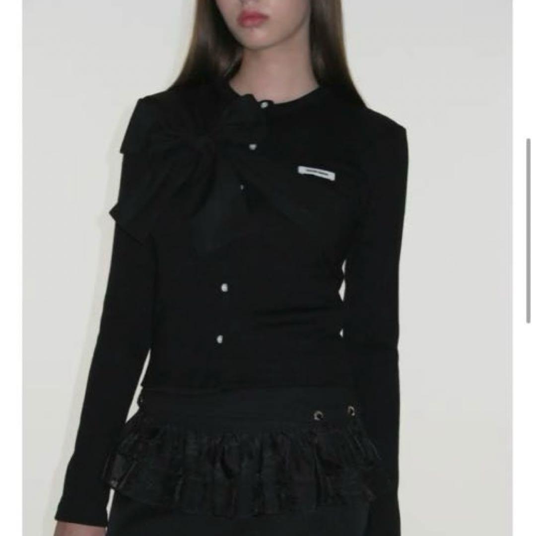 新品未使用タグ付き】CRANK SEOUL リボンブラック 長袖 カーディガン