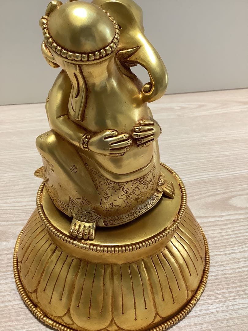 《 チベット密教　新品　1点物 》 オリジナル　鍍金　ガネーシャ　歓喜天　76