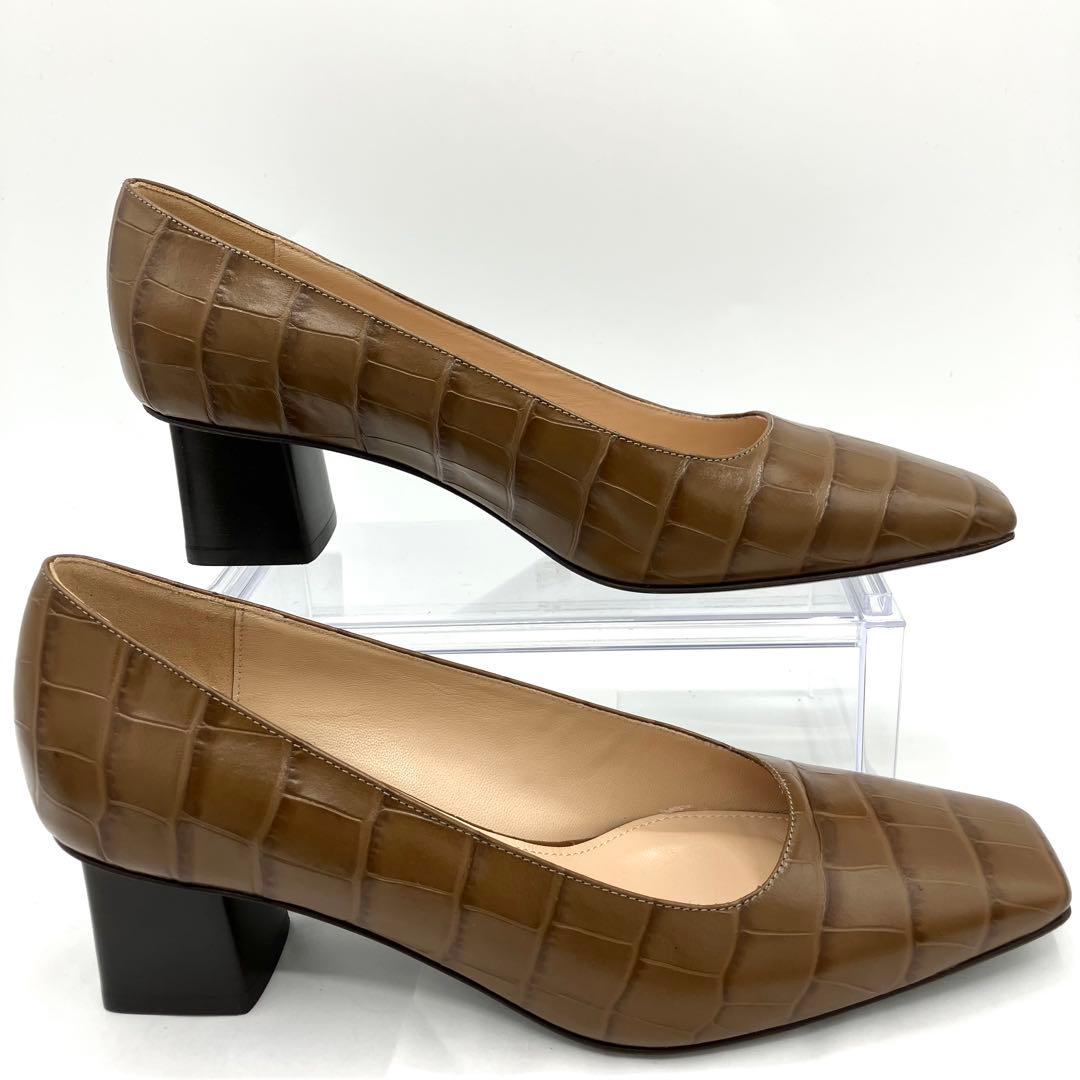 ファビオルスコーニ パンプス　型押し スクエアトゥ　24.5cm