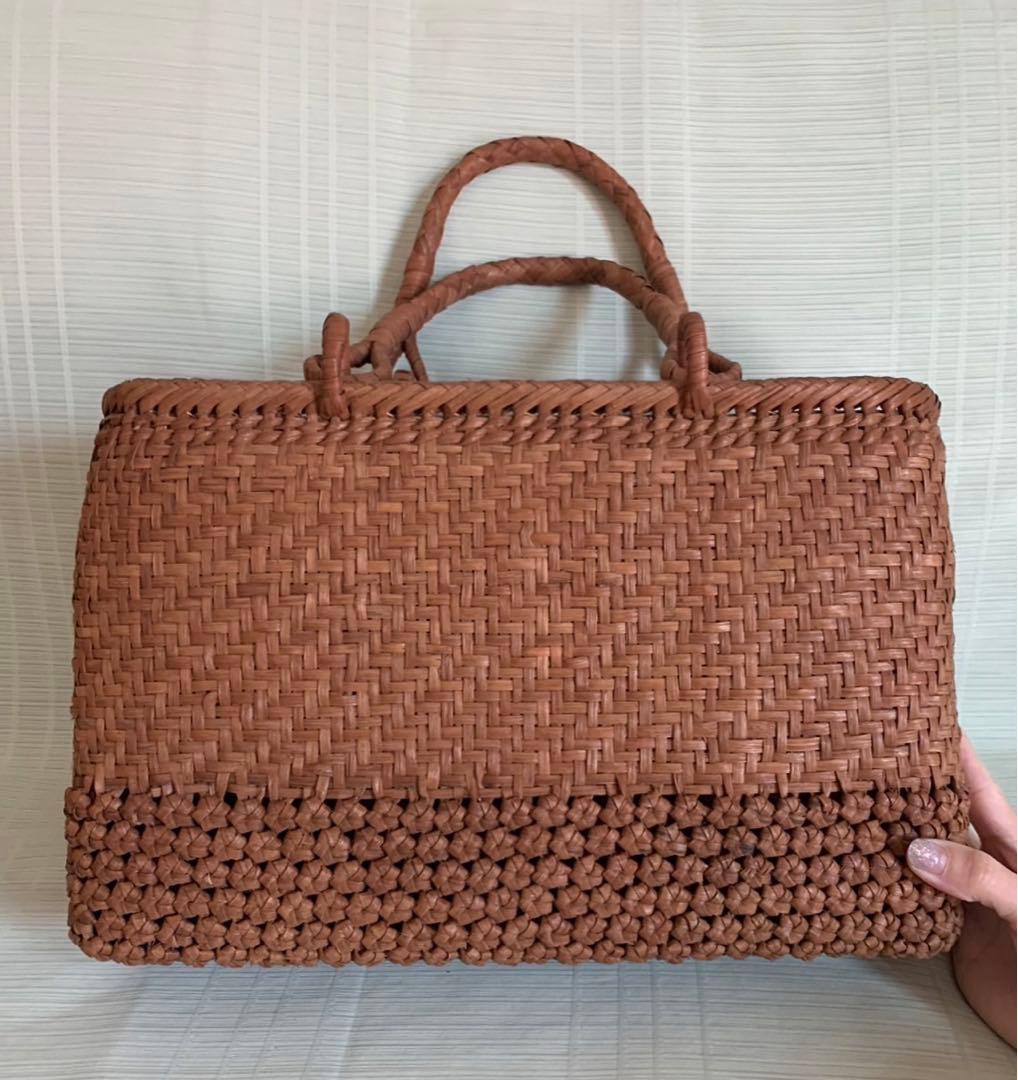 新品 長野産極細3ミリ蔓職人手編み 網代編み花編み 山葡萄籠バッグ