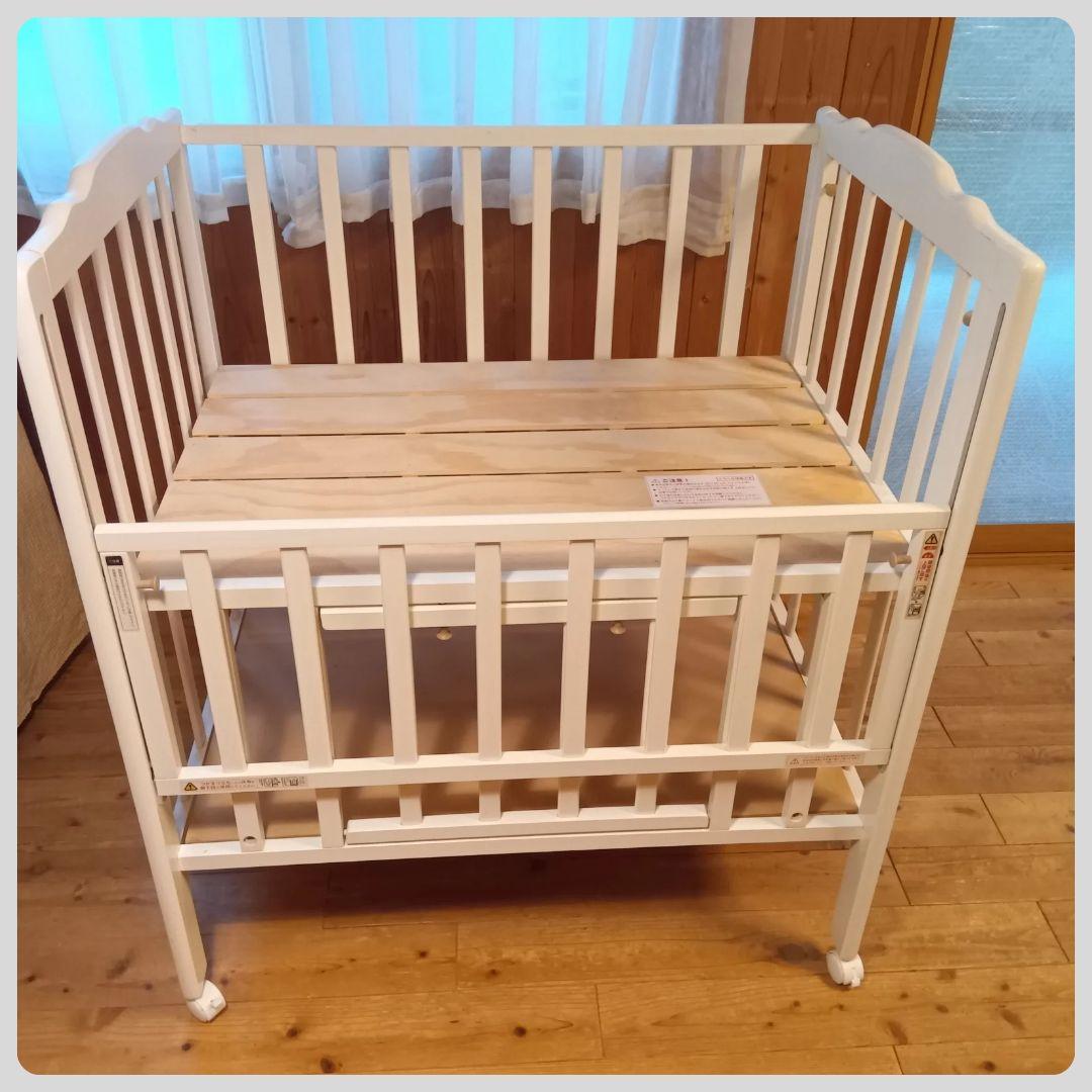 《送料無料❣️1点限り❣️》大和屋　ベビーベット　Wオープン腰楽ハイミニベッドN