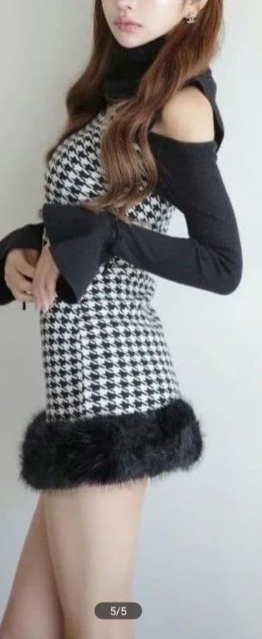 RANDY 2way ハウンドトゥースファーミニワンピース 千鳥柄 ランディ