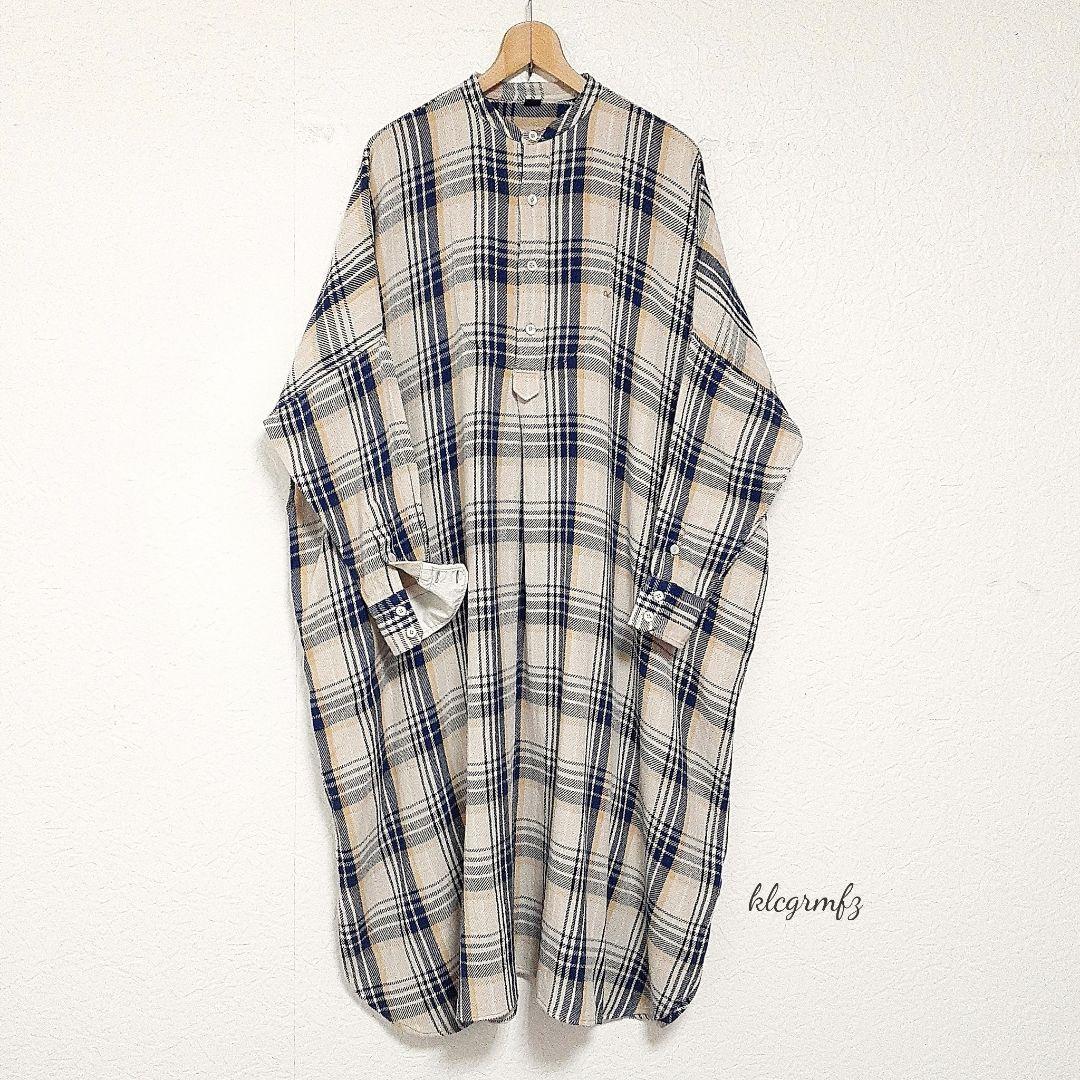 45R インドネルのビッグシャツドレス ワンピース チェック 綿 45rpm