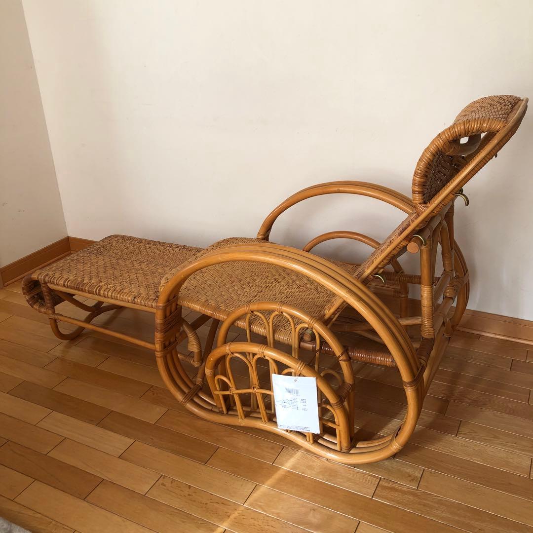ラタン　三つ折寝椅子　A200 未使用品 今枝商店 三つ折り寝椅子 座椅子 リクライニングチェア 折りたたみ