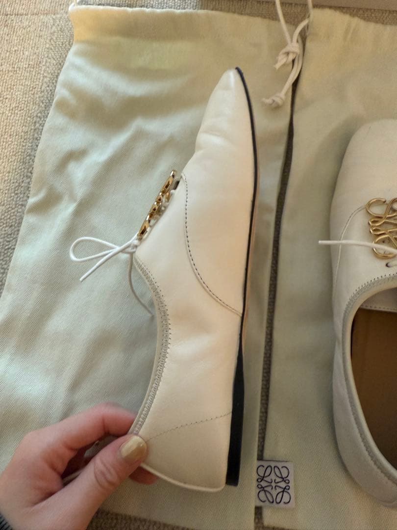 《mimi》定価12万loewe ソフトダービーフラットシューズアナグラム