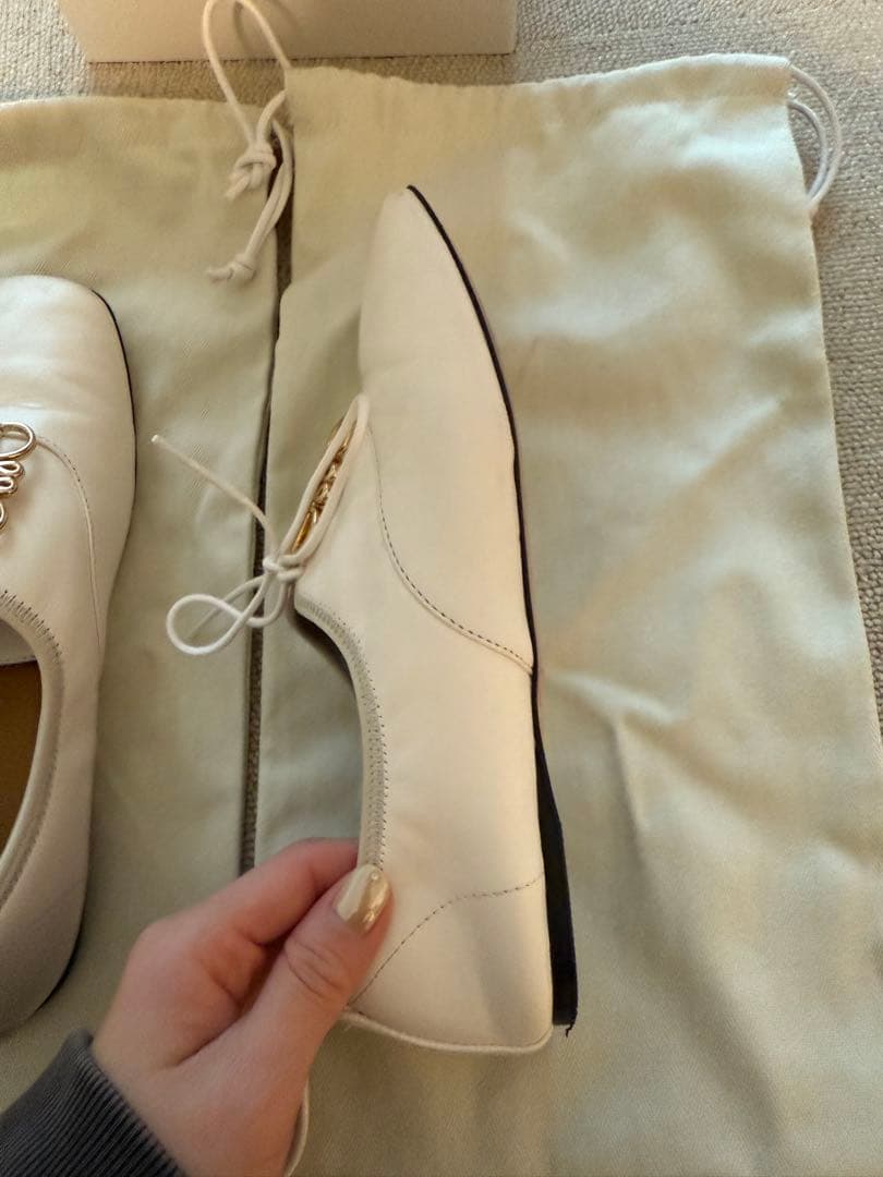 《mimi》定価12万loewe ソフトダービーフラットシューズアナグラム