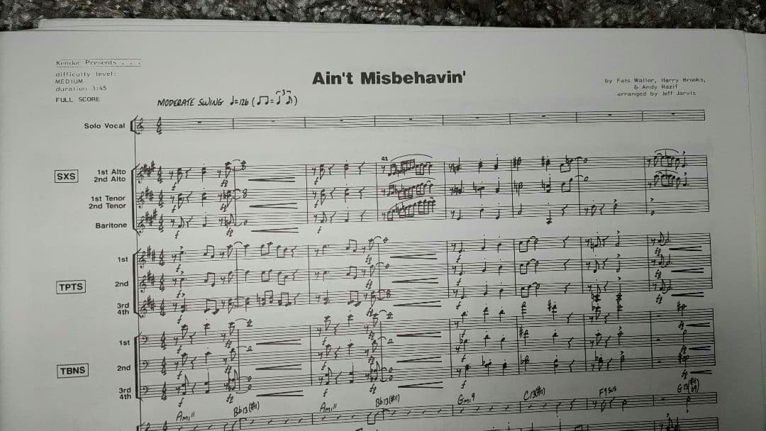 ボーカル ビッグバンド譜面：Ain't Misbehavin'