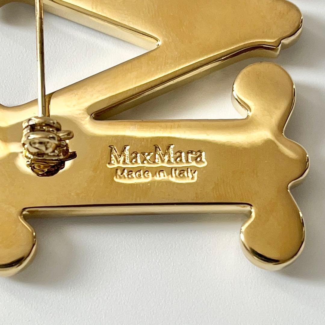 マックスマーラ バス クリスタル M字型 ブローチ ゴールド ロゴ