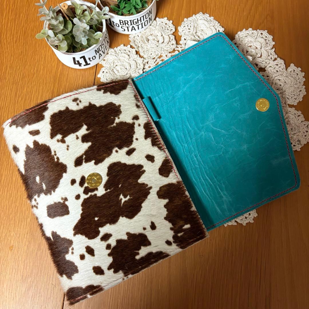 ご確認用 ハラコ カウ柄 システム手帳 A5 牛革 本革 レザー