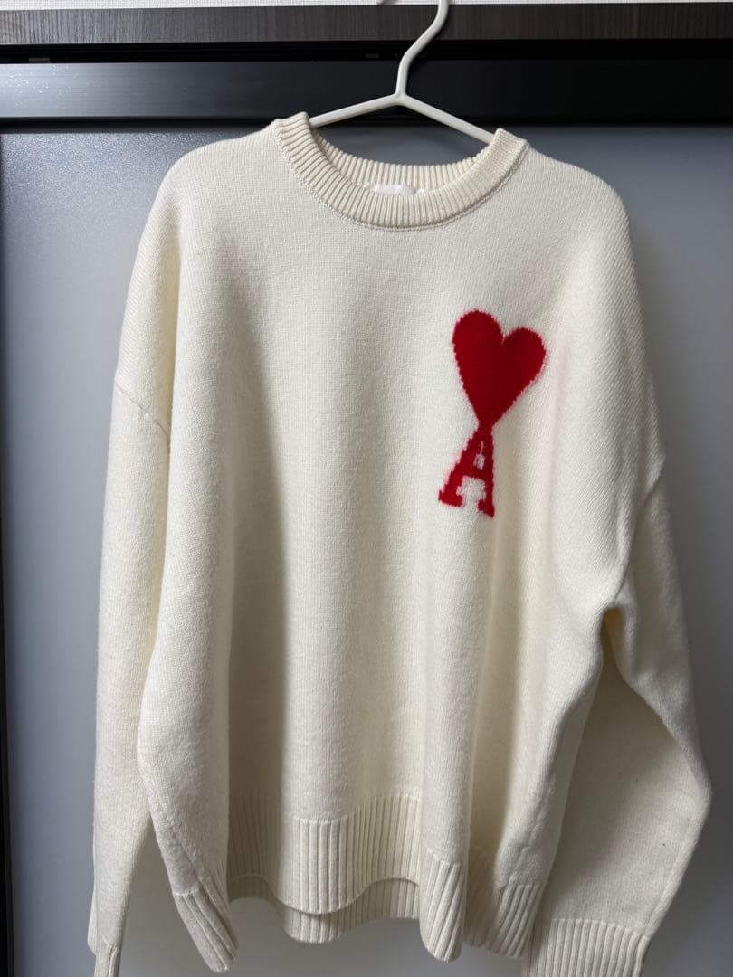k*様 ami parisハート刺繍 ホワイトセーター ニット AMI ALEXANDRE MATTIUSSI】Heart Intarsia Wool Knit☆正規品 (AMI