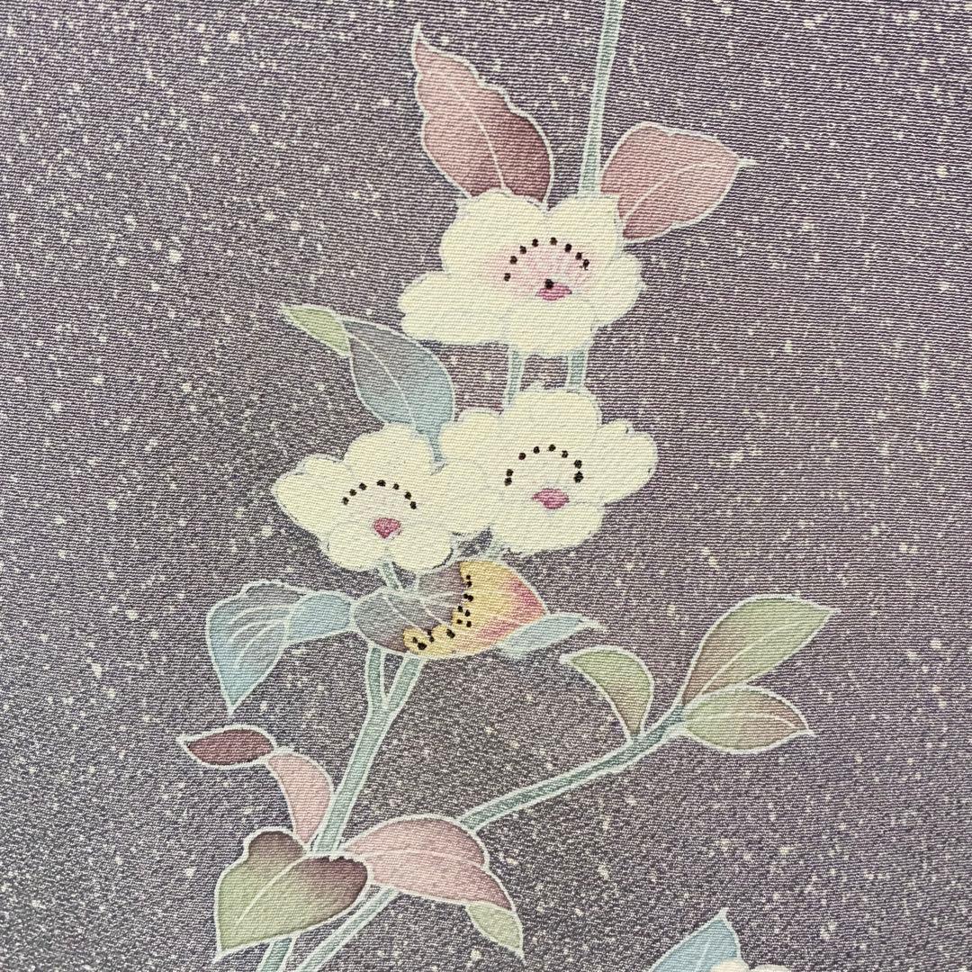 D246 訪問着 手描き友禅 花模様 正絹 着物 袷 しつけ糸付き未使用極美