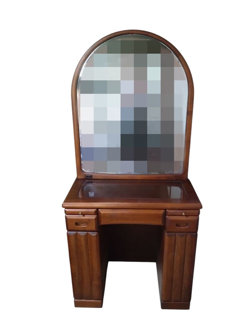 ブラウン木製ドレッサー・鏡台 ドレッサー 鏡台 化粧台 ダークブラウン ミラー 2WAY デスク 収納 組立