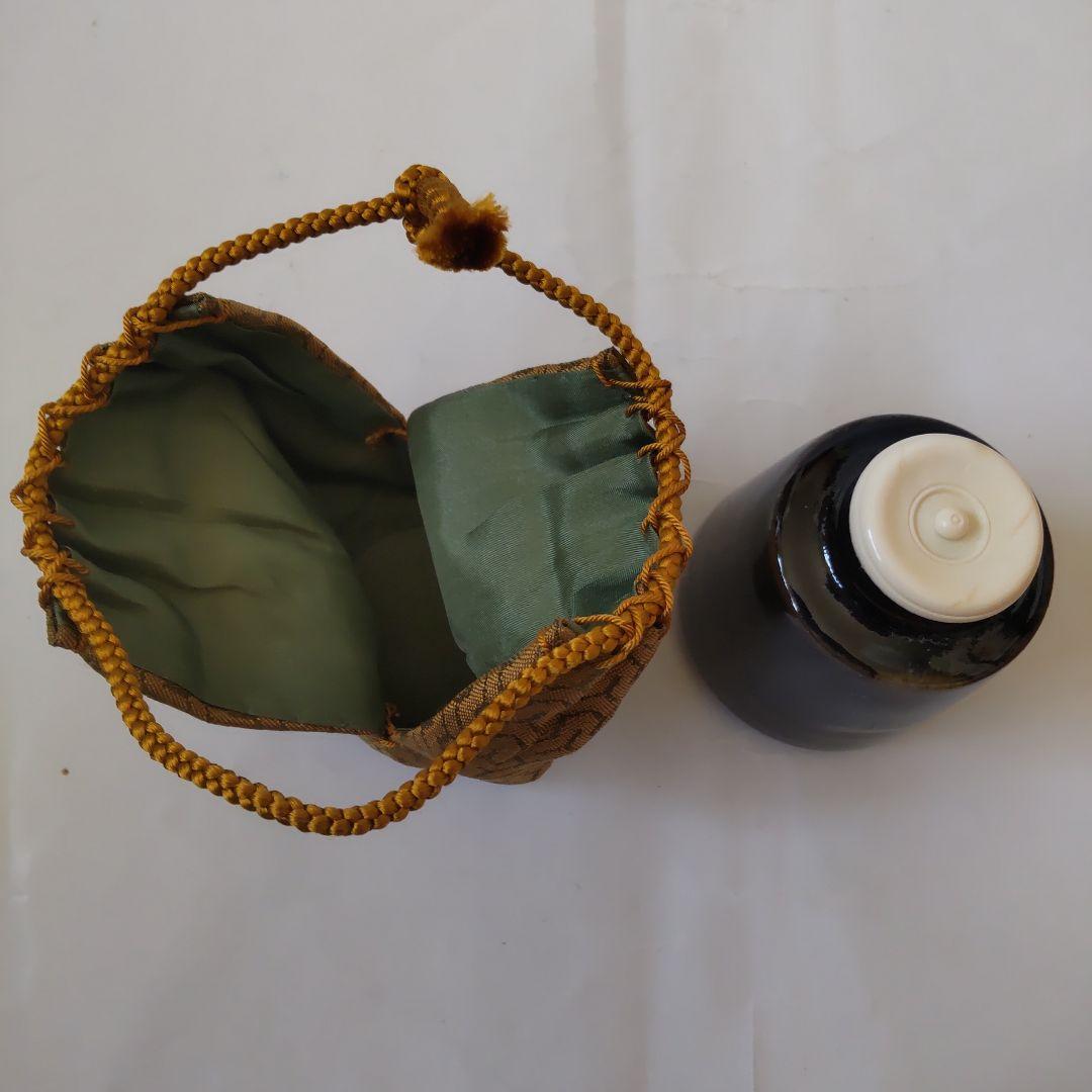 松本鉄山 松本鐵山 中興名物 広沢金華山写 茶入 仕覆 剣先金襴 共箱 栞