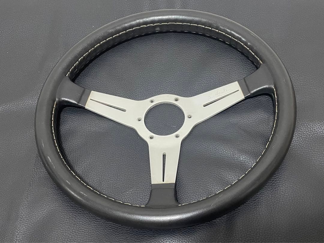 ナルディ クラッシックΦ 36シルバー FET NARDI CLASSIC LEATHER 36φ ] 360mm スムースレザー ブラック