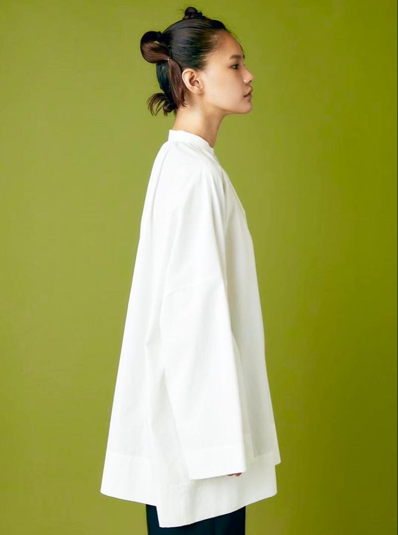 ENFOLD ホワイト バンドカラー ワイドシャツ - メルカリ