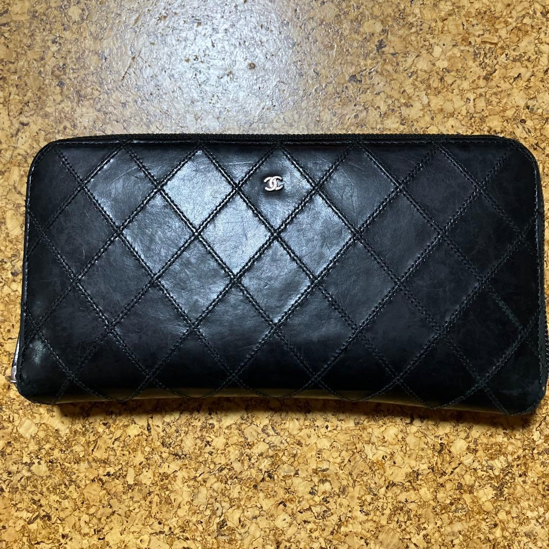 CHANEL ブラック キルティング 長財布 箱付き - メルカリ