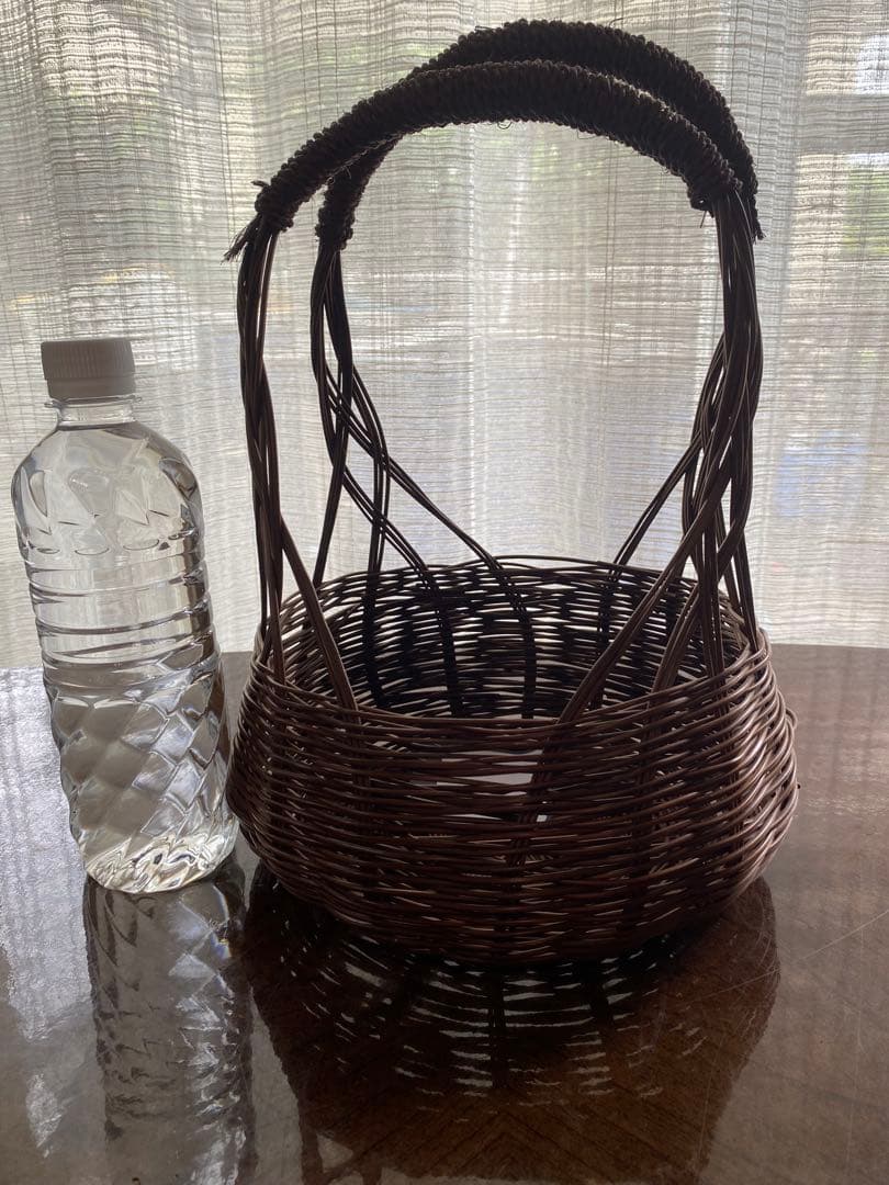 籐製ブラウンかごバッグ 楽天市場】巾着カゴバッグ - ラタンバッグ（ブラウン/H19S011BR