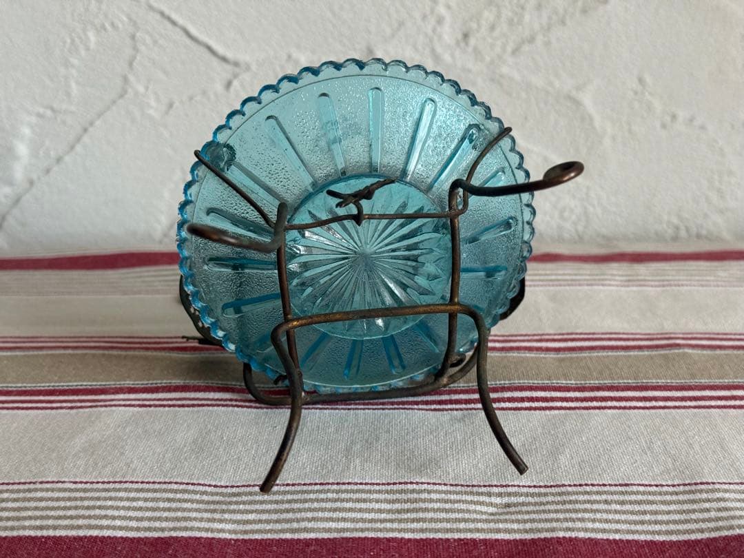 フランスアンティーク オブジェ ガラスとワイヤーワークのキャンドル