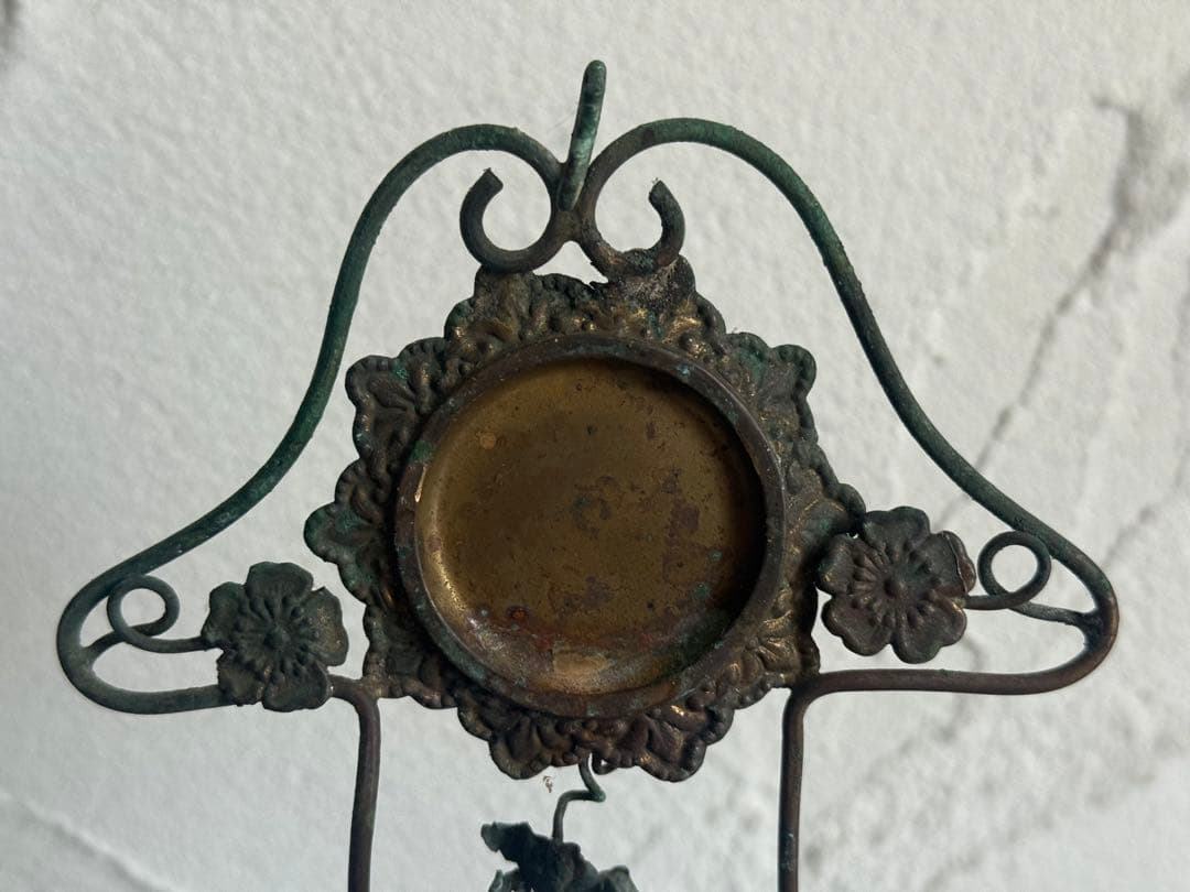 フランスアンティーク オブジェ ガラスとワイヤーワークのキャンドル