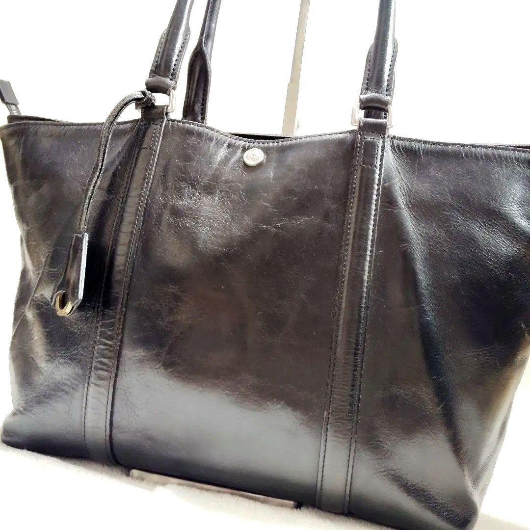 艶】アニアリ ビジネストート ブリーフケース オールレザー 舟形 A4 黒