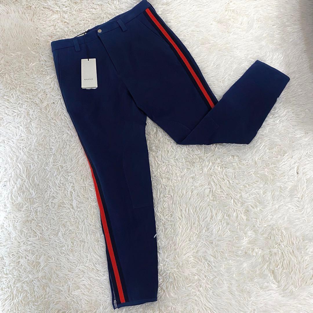 【タグ付き】GUCCI グッチ　チノパン　パンツ 中古・古着通販】GUCCI (グッチ) GGロゴパッチスラックス チノ サイズ