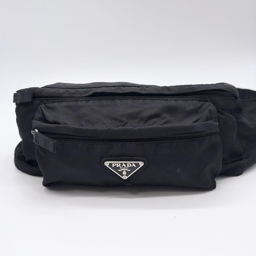PRADA プラダ ウエストバック ボディバック 三角ロゴ ブラック - メルカリ