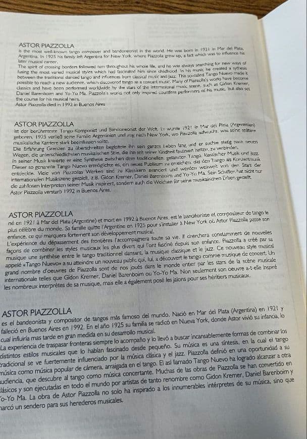 輸入楽譜♢アストル・ピアソラ ♢マリア・デ・ブエノスアイレス